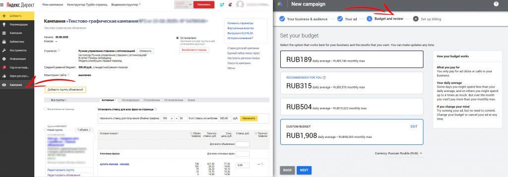 Прогноз затрат Яндекс Директ